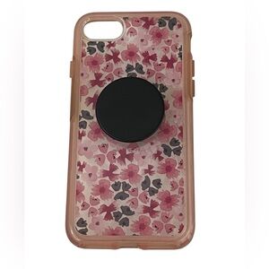 Pink floral IPhone Case with Black Knob